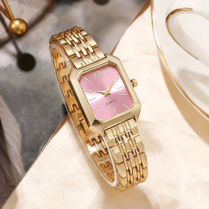 Elegant Gold Women's Gift Set – Quartz Watch with Matching Jewelry Collection