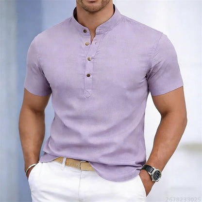 Noverlla™ Premium Stand Collar Polo – Slim Fit Men's Fashion Shirt