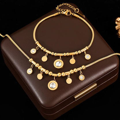 Luxury Heart Necklace & Bracelet Set for Women – Stainless Steel Gold Jewelry Gift