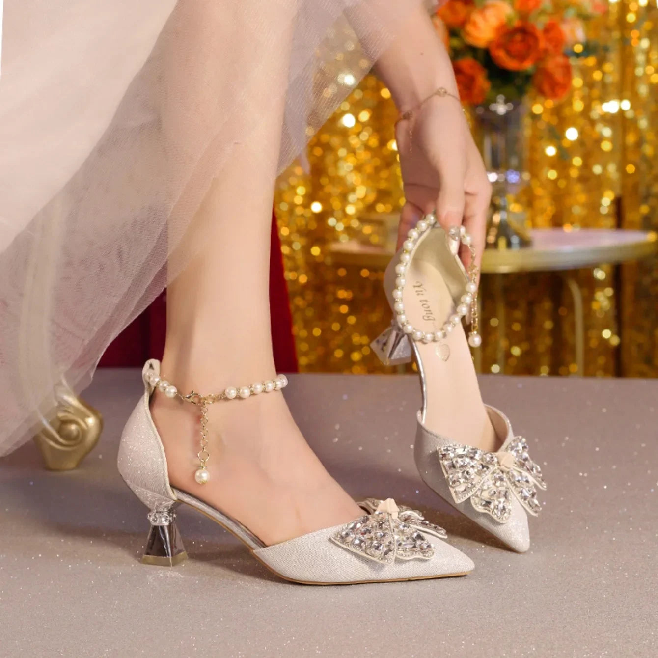 Noverlla™ Rhinestone Butterfly Heels – Elegant Pointed-Toe Party Sandals for Women