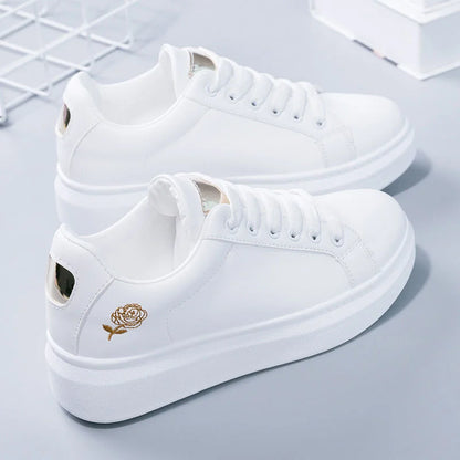 Noverlla™ Women's Embroidered Sneakers – Breathable Lace-Up Casual Shoes