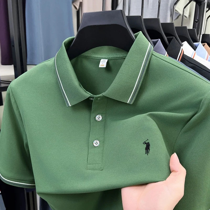 Noverlla™ Men's Luxury Polo Shirt – Short Sleeve Business Casual Top with Embroidered Detail