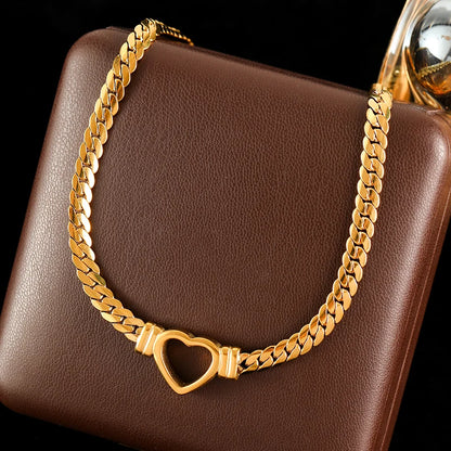 Luxury Heart Necklace & Bracelet Set for Women – Stainless Steel Gold Jewelry Gift