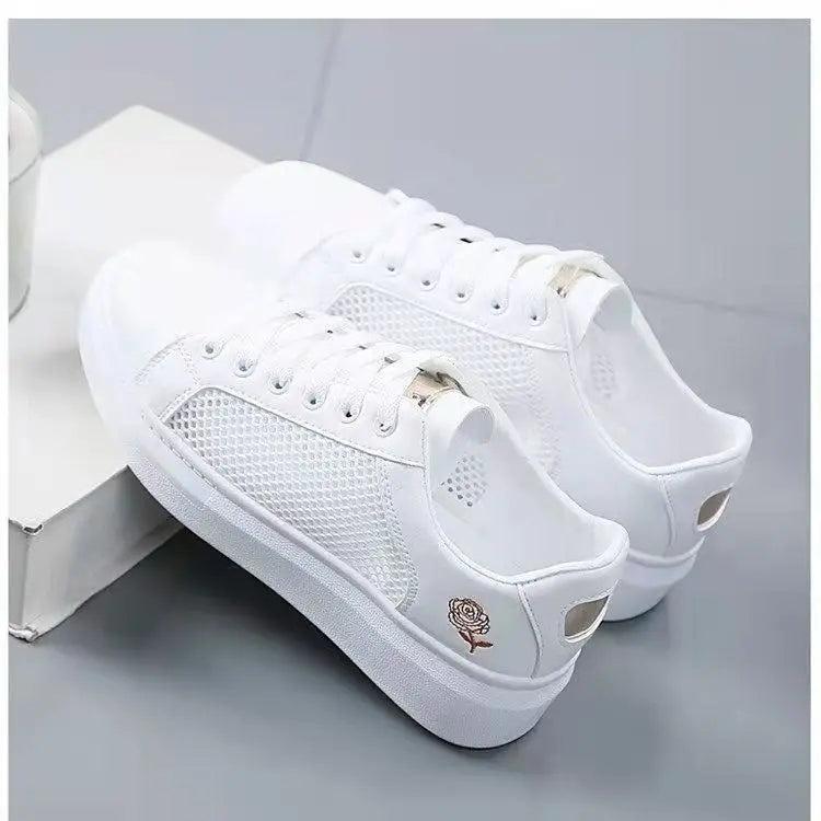 Noverlla™ Women's Embroidered Sneakers – Breathable Lace-Up Casual Shoes
