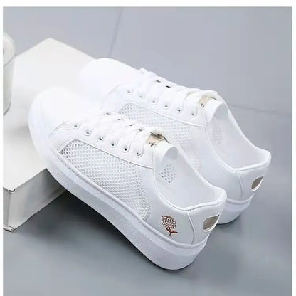 Noverlla™ Women's Embroidered Sneakers – Breathable Lace-Up Casual Shoes