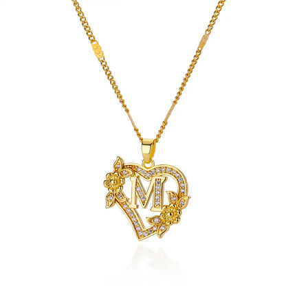 Noverlla™ Personalized Initial Heart Necklace | Gold Stainless Steel Jewelry