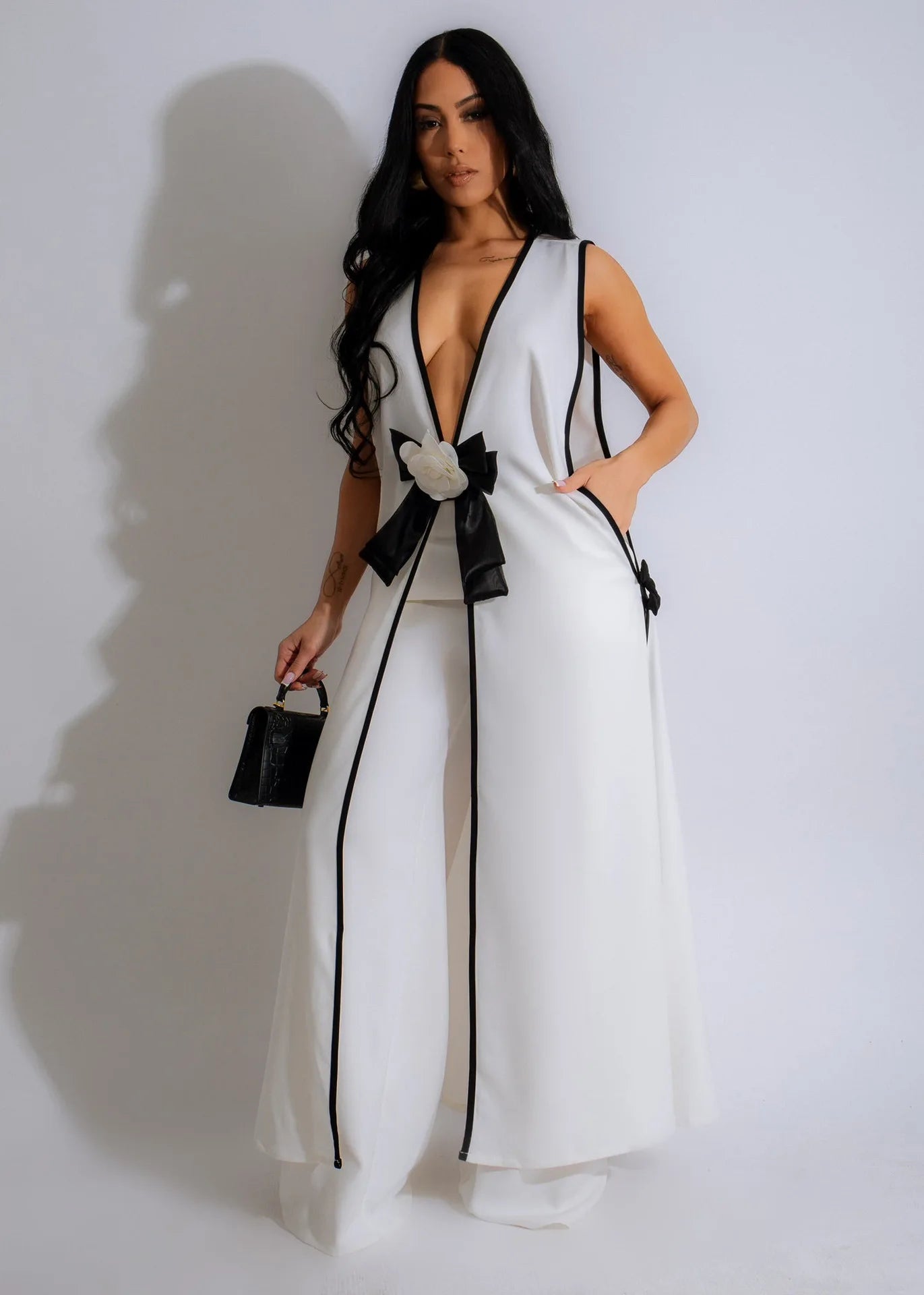 Women's Elegant Two-Piece Matching Set – Sleeveless Vest & Wide-Leg Ankle Pants | Chic Work & Casual Outfit