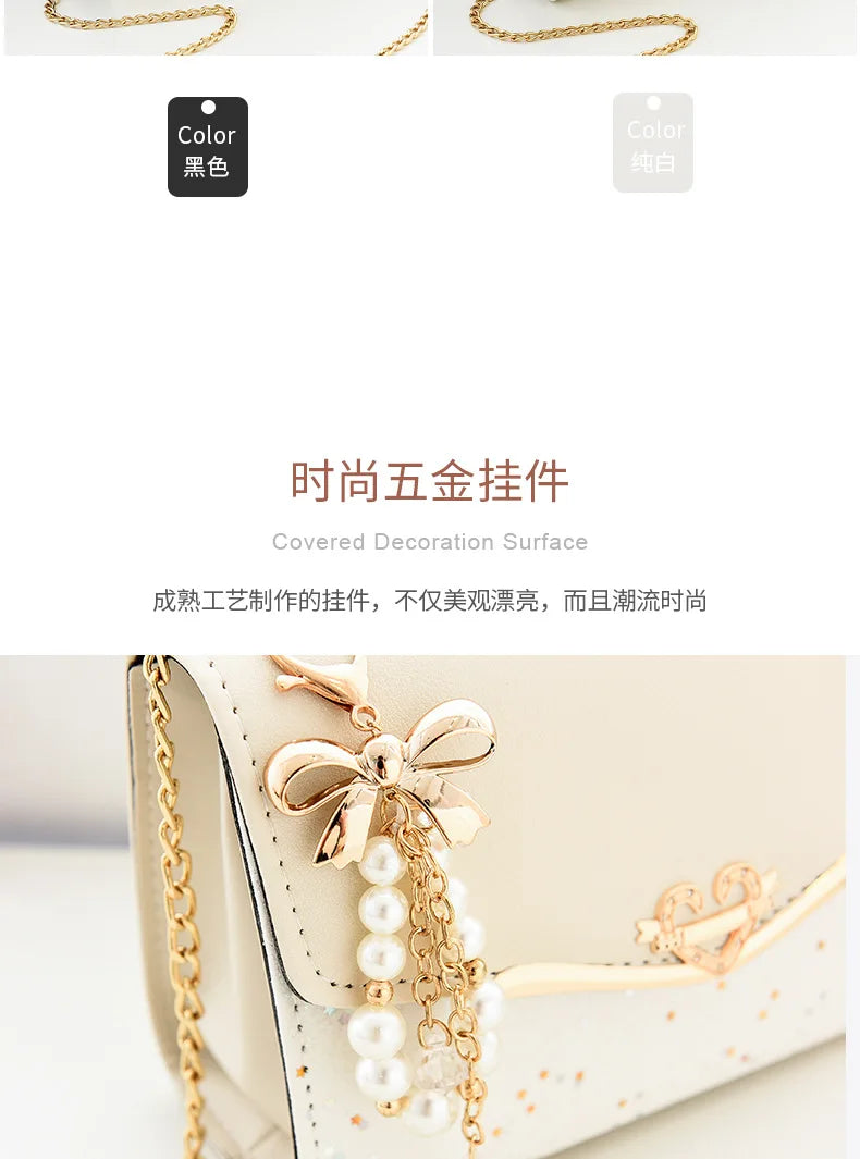 Luxury Sequin Chain Shoulder Bag for Women – Elegant Bow Fashion Handbag