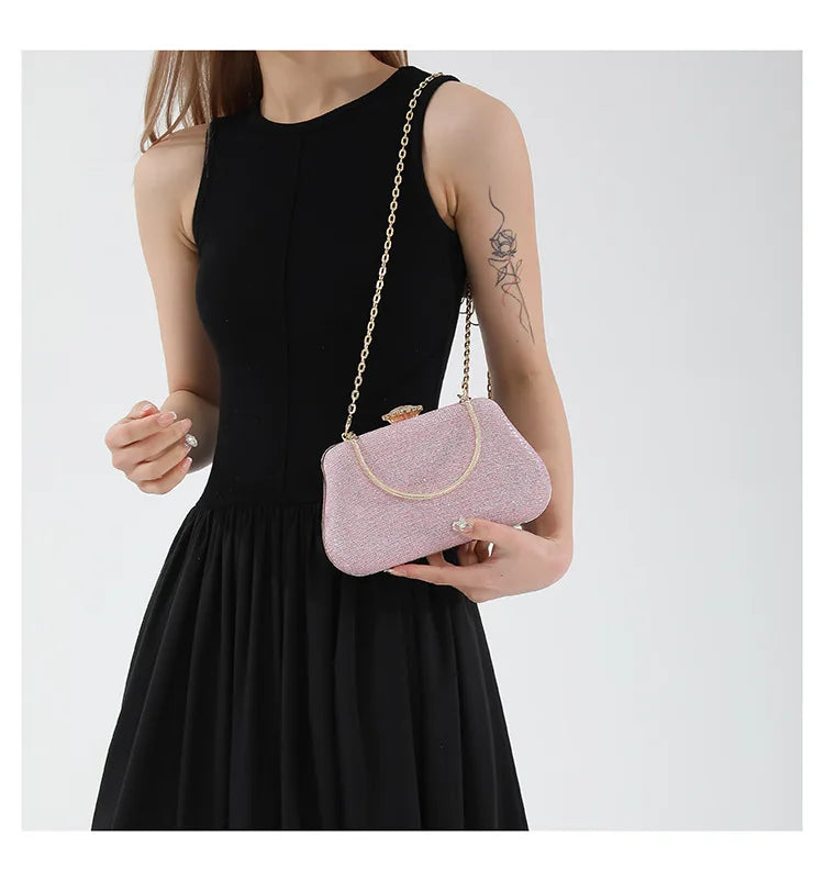 Luxury Glitter Clutch Bag for Women – Evening Party & Wedding Handbag with Chain