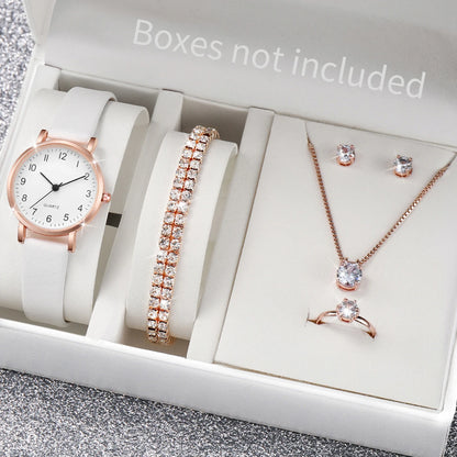 Luxury Women Quartz Watch Set 5/6PCS – Leather Band Diamond Fashion Watches