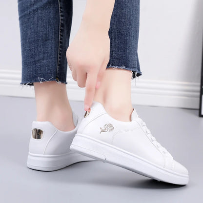 Noverlla™ Women's Embroidered Sneakers – Breathable Lace-Up Casual Shoes