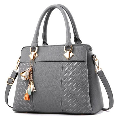 Luxury Women's Shoulder Bag – Embroidered Large Capacity Tote with Tassel