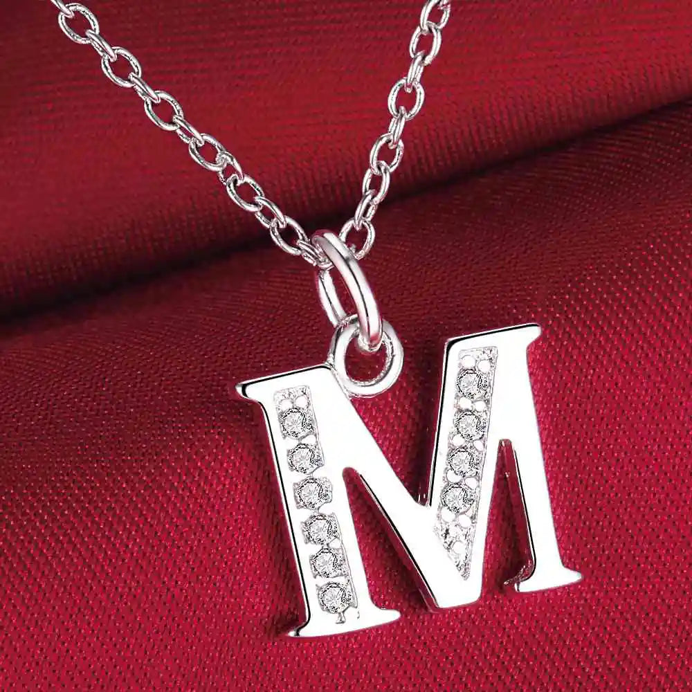 Noverlla 925 Sterling Silver Initial Necklace – Zircon Zirconia Pendant for Women