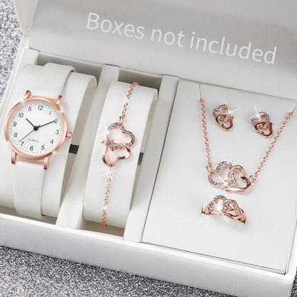 Luxury Women Quartz Watch Set 5/6PCS – Leather Band Diamond Fashion Watches