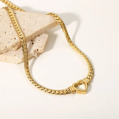 Luxury Heart Necklace & Bracelet Set for Women – Stainless Steel Gold Jewelry Gift