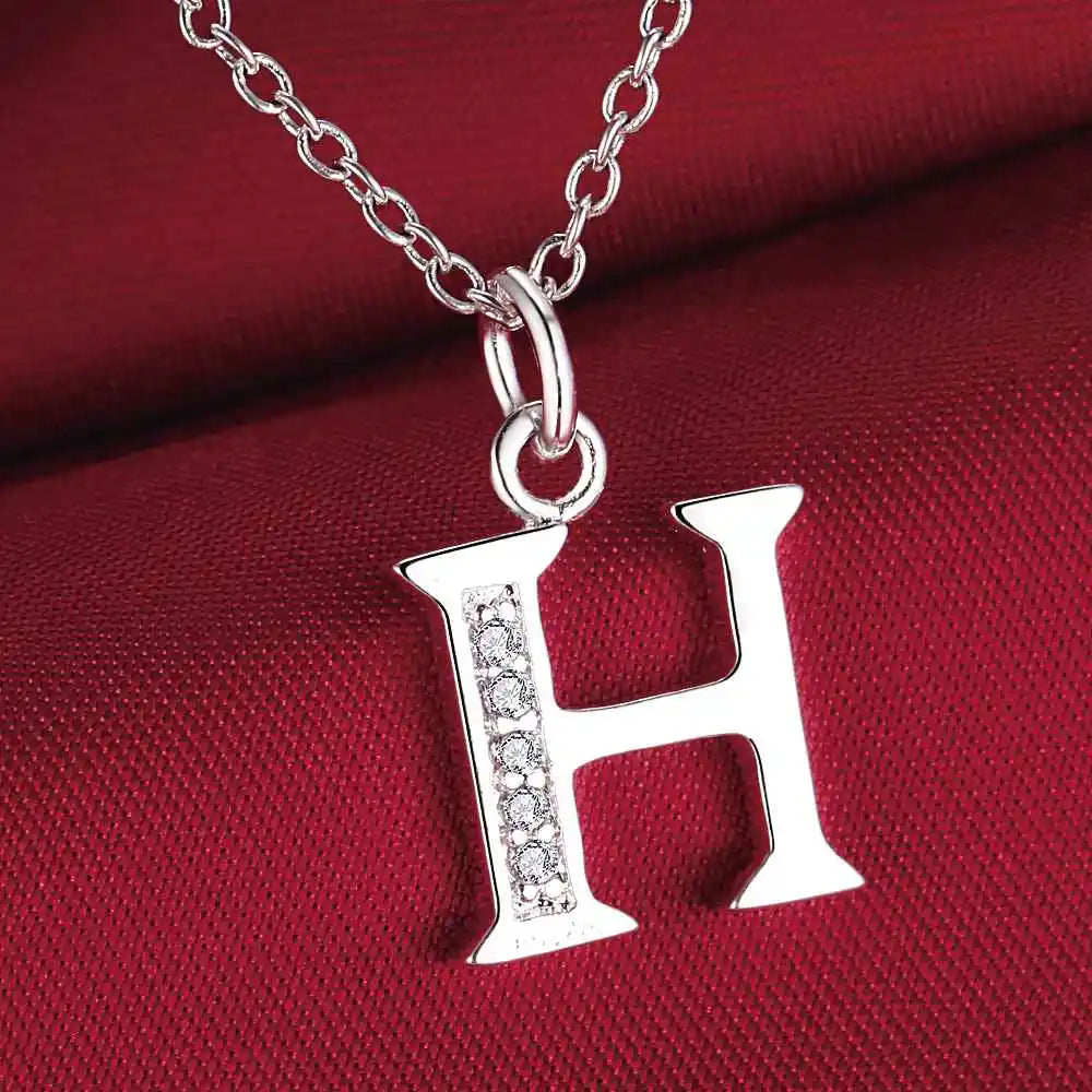 Noverlla 925 Sterling Silver Initial Necklace – Zircon Zirconia Pendant for Women