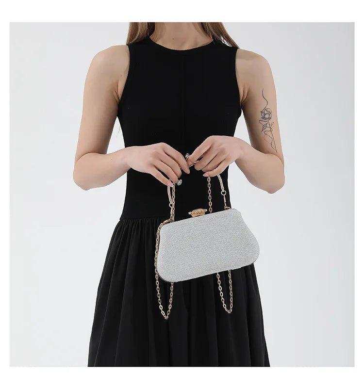Luxury Glitter Clutch Bag for Women – Evening Party & Wedding Handbag with Chain
