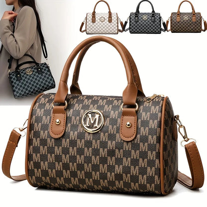 Noverlla™ Monogram “M” Shoulder Bag – Luxury Faux Leather Crossbody for Women