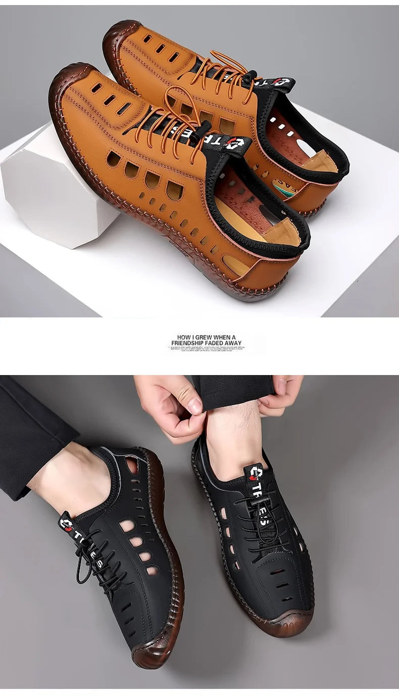 Noverlla™ Men's Leather Sandals – Breathable Non-Slip Summer Outdoor Shoes