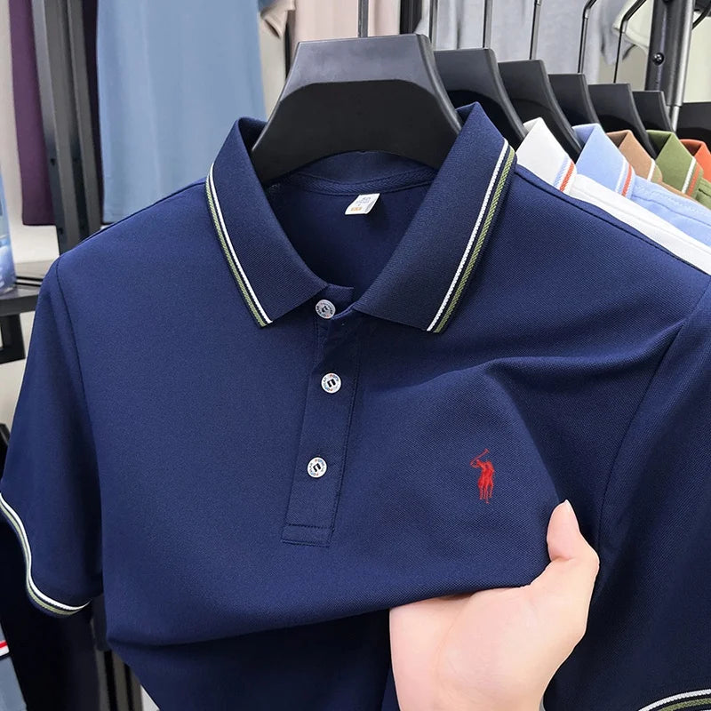 Noverlla™ Men's Luxury Polo Shirt – Short Sleeve Business Casual Top with Embroidered Detail