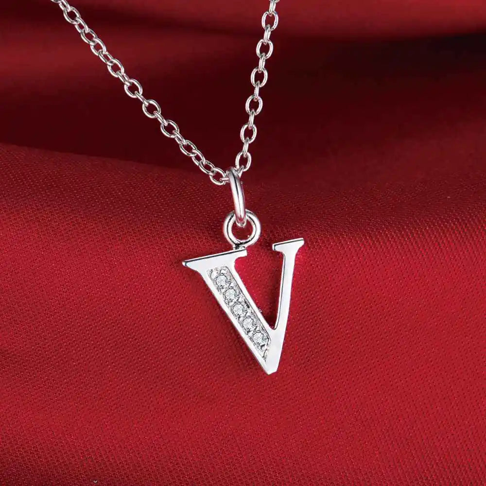 Noverlla 925 Sterling Silver Initial Necklace – Zircon Zirconia Pendant for Women