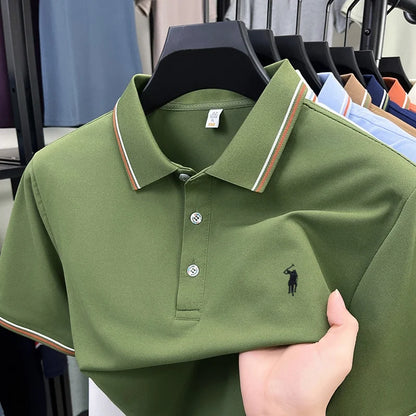 Noverlla™ Men's Luxury Polo Shirt – Short Sleeve Business Casual Top with Embroidered Detail