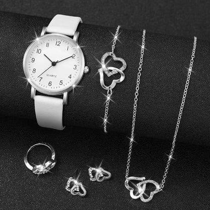 Luxury Women Quartz Watch Set 5/6PCS – Leather Band Diamond Fashion Watches