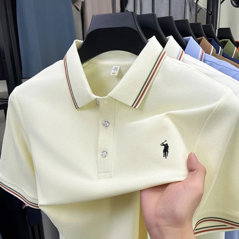 Noverlla™ Men's Luxury Polo Shirt – Short Sleeve Business Casual Top with Embroidered Detail