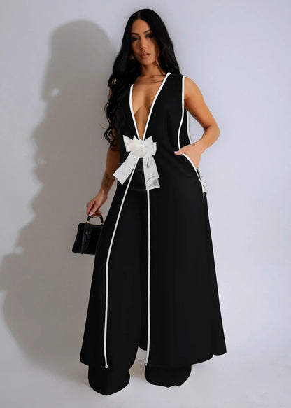 Women's Elegant Two-Piece Matching Set – Sleeveless Vest & Wide-Leg Ankle Pants | Chic Work & Casual Outfit