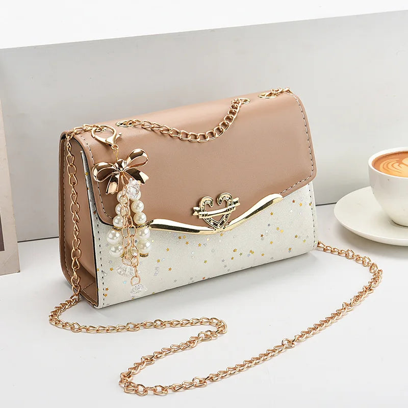Luxury Sequin Chain Shoulder Bag for Women – Elegant Bow Fashion Handbag