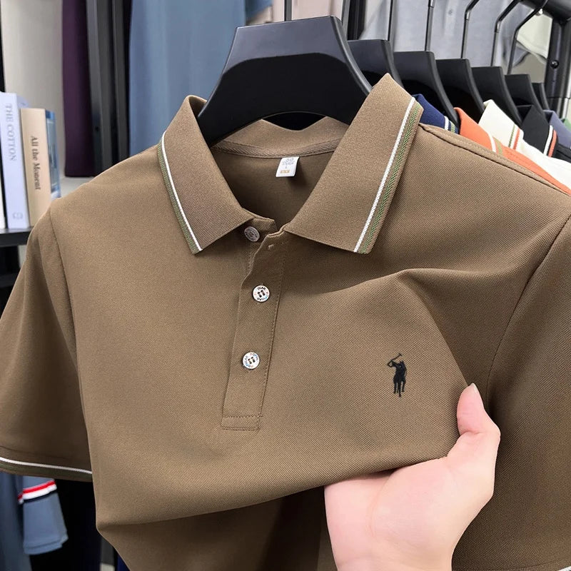Noverlla™ Men's Luxury Polo Shirt – Short Sleeve Business Casual Top with Embroidered Detail