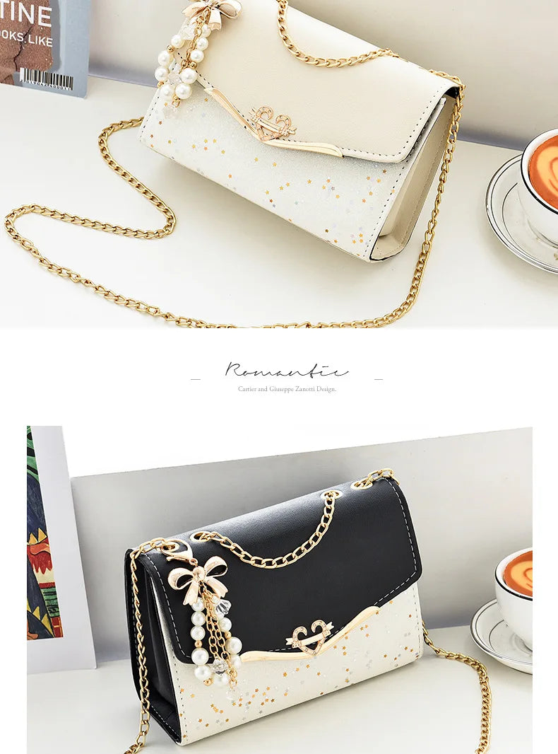 Luxury Sequin Chain Shoulder Bag for Women – Elegant Bow Fashion Handbag
