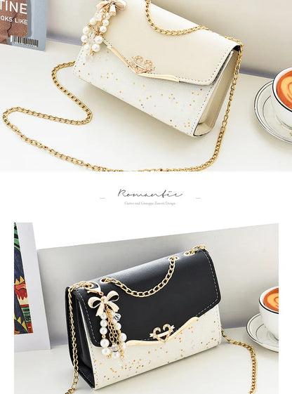 Luxury Sequin Chain Shoulder Bag for Women – Elegant Bow Fashion Handbag