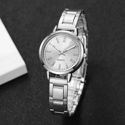 6-Piece Elegant Women's Quartz Watch & Rhinestone Jewelry Set – Fashion Wristwatch Gift Set (No Box)
