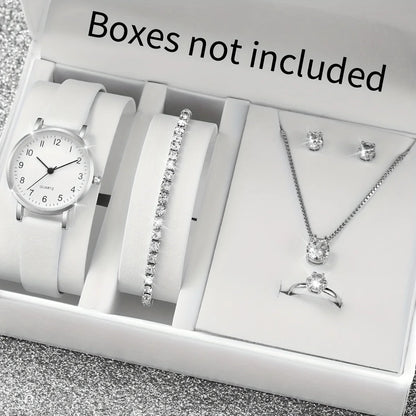 Luxury Women Quartz Watch Set 5/6PCS – Leather Band Diamond Fashion Watches