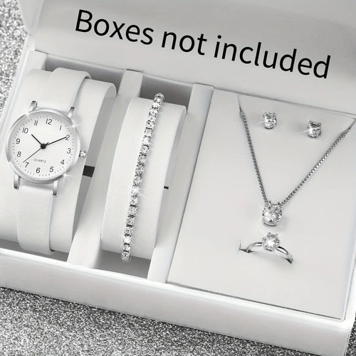 Luxury Women Quartz Watch Set 5/6PCS – Leather Band Diamond Fashion Watches
