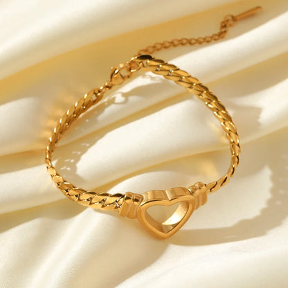 Luxury Heart Necklace & Bracelet Set for Women – Stainless Steel Gold Jewelry Gift