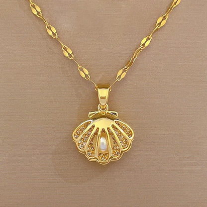 Noverlla™ Luxury Shell Pearl Pendant Necklace | French Vintage Elegance