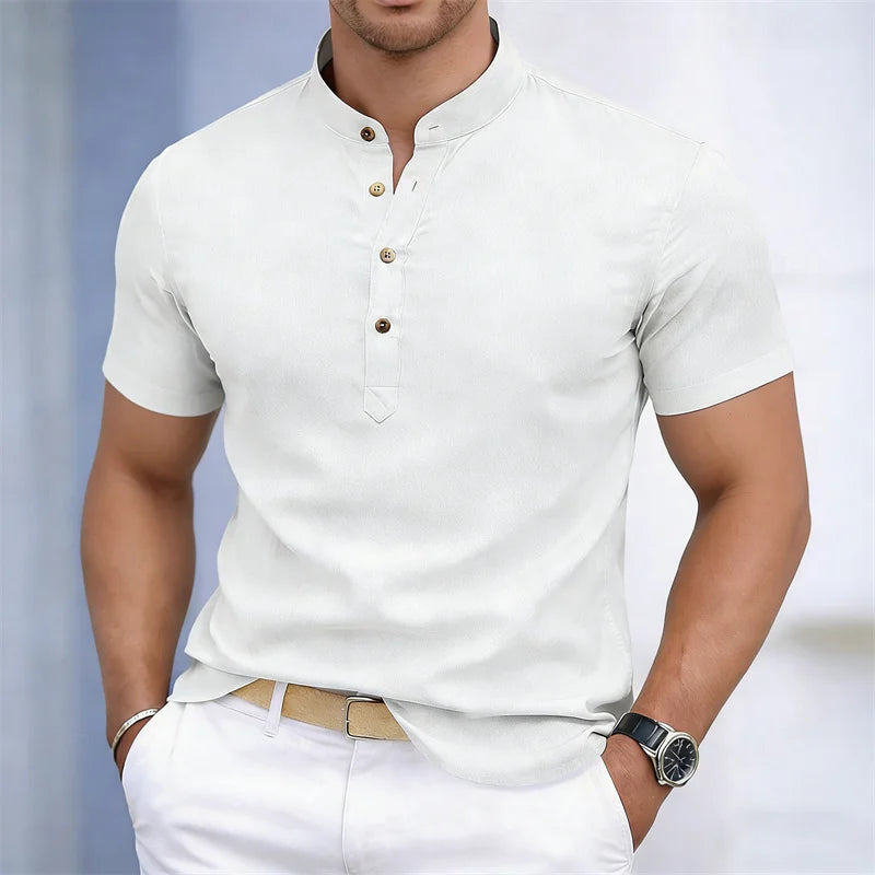 Noverlla™ Premium Stand Collar Polo – Slim Fit Men's Fashion Shirt
