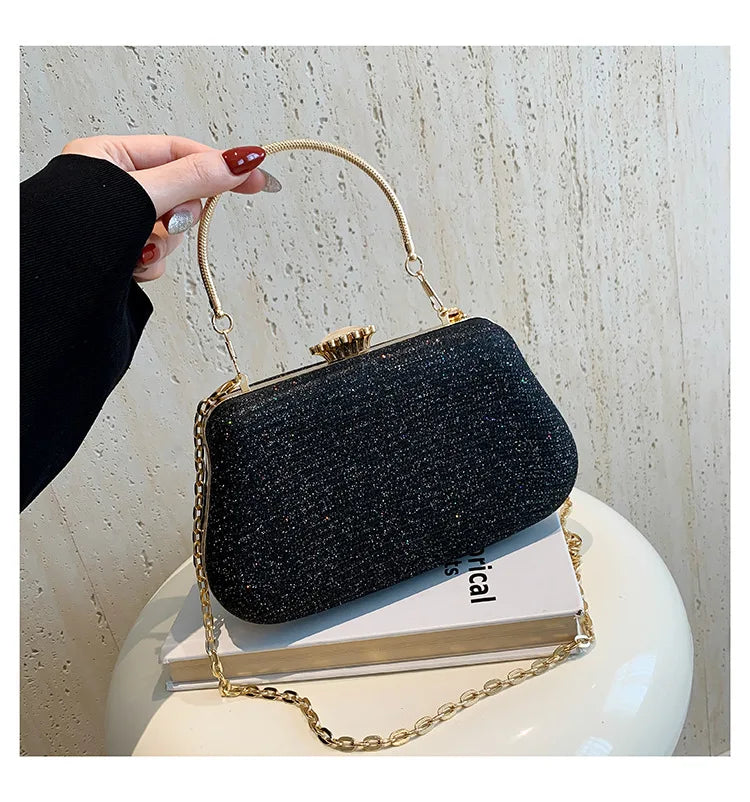 Luxury Glitter Clutch Bag for Women – Evening Party & Wedding Handbag with Chain