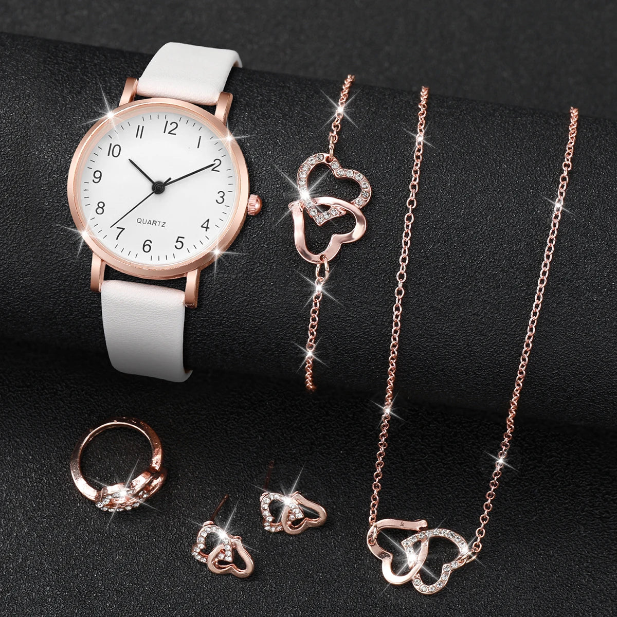 Luxury Women Quartz Watch Set 5/6PCS – Leather Band Diamond Fashion Watches