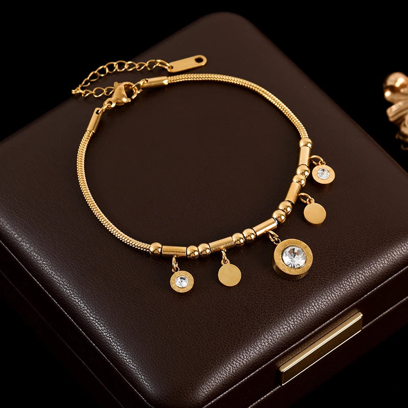 Luxury Heart Necklace & Bracelet Set for Women – Stainless Steel Gold Jewelry Gift