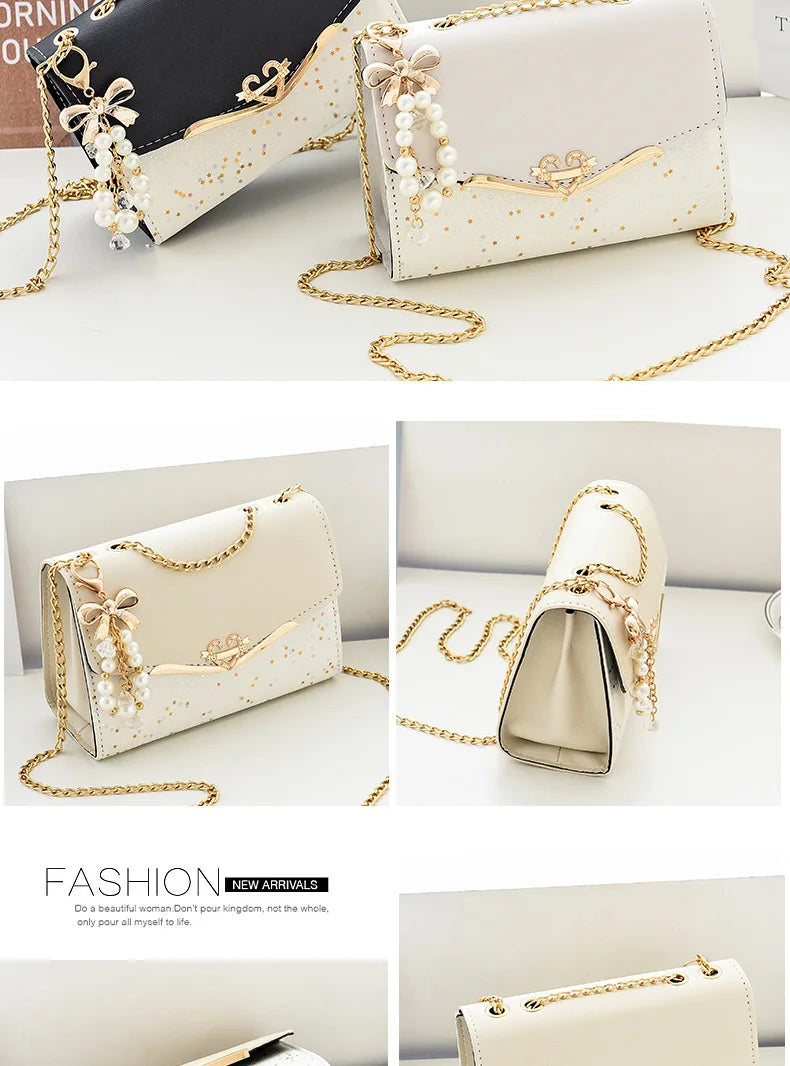 Luxury Sequin Chain Shoulder Bag for Women – Elegant Bow Fashion Handbag