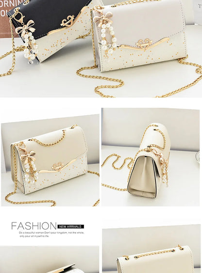 Luxury Sequin Chain Shoulder Bag for Women – Elegant Bow Fashion Handbag