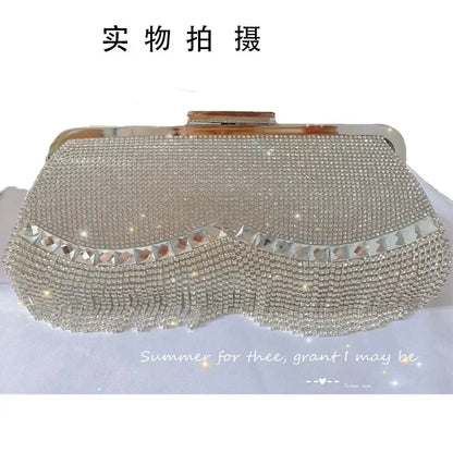 Elegant Rhinestone Diamond Tassel Evening Clutch Bag – Luxury Party & Wedding Handbag