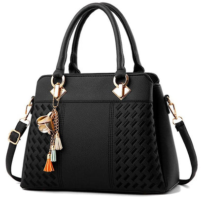 Luxury Women's Shoulder Bag – Embroidered Large Capacity Tote with Tassel