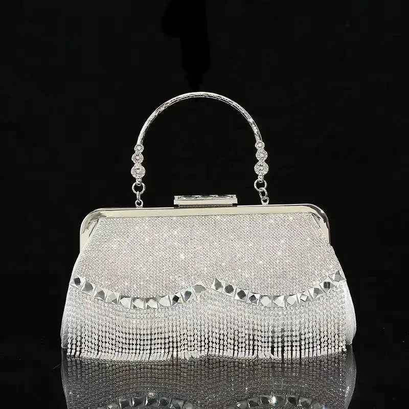 Elegant Rhinestone Diamond Tassel Evening Clutch Bag – Luxury Party & Wedding Handbag
