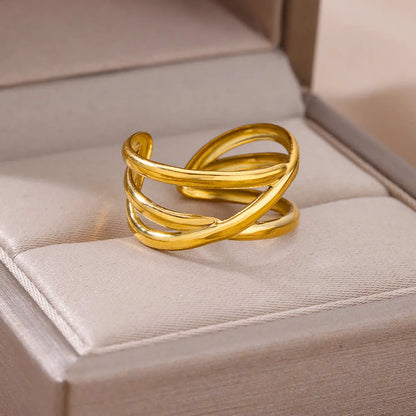 Noverlla™ Luxury Gold Stainless Steel Ring | Timeless Elegance for Women