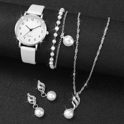 Luxury Women Quartz Watch Set 5/6PCS – Leather Band Diamond Fashion Watches