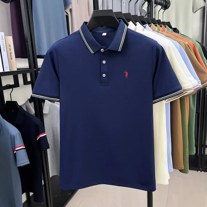 Noverlla™ Men's Luxury Polo Shirt – Short Sleeve Business Casual Top with Embroidered Detail